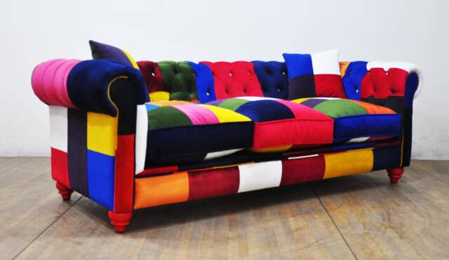 Chesterfield Patchwork Sofa - Rainbow - image 1