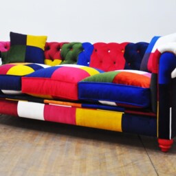 Chesterfield Patchwork Sofa - Rainbow - thumbnail 2