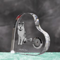 Akita Inu - Crystal Clock in The Shape Of A Heart With Image Pure-Bred Dog - thumbnail 2