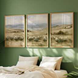 Orchard Landscape Trio, Neutral Countryside Wall Art Set - thumbnail 2