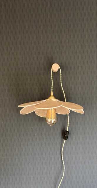 7-Petal Linen & Rattan Flower Lamp - Chandelier Wall Light Handcrafted - image 1