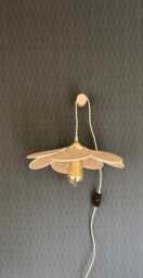 7-Petal Linen & Rattan Flower Lamp - Chandelier Wall Light Handcrafted