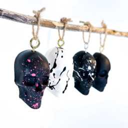 Set Of 4 Skull Christmas Tree Bauble Decorations Scandi Alternative Handmade Home Gift - thumbnail 2