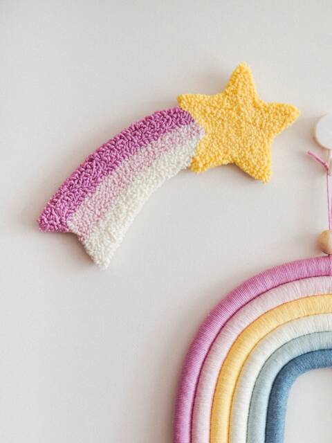 Punch Needle Shooting Star Rug, Tufted Nursery Wall Decor - image 1