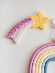 Punch Needle Shooting Star Rug, Tufted Nursery Wall Decor - thumbnail 1