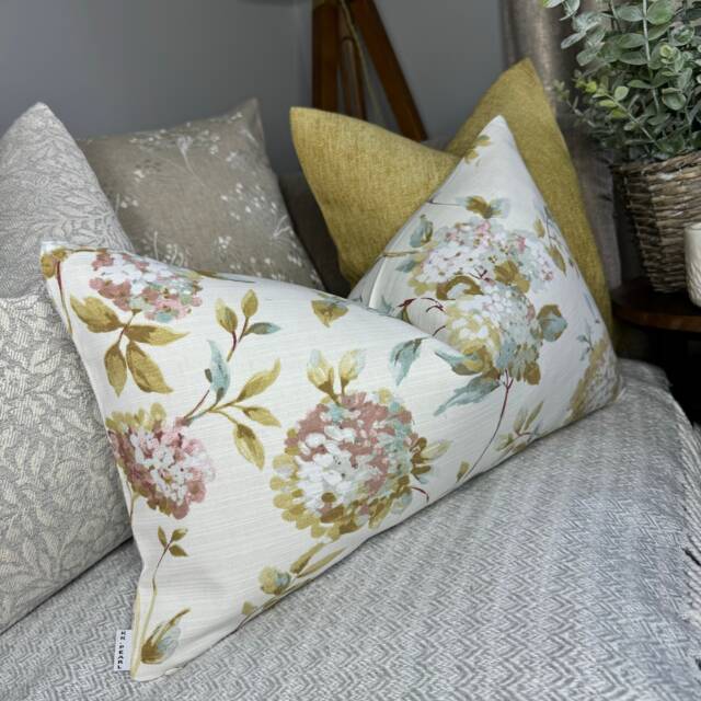"Floral Lumbar Pillow Cover, Scatter Cushion Cover For Sofa Or Bed, Decorative Throw - Cotton Designer Fabric, 12"" X 20" - image 1