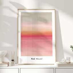 Mood Horizontal Print, Pink Horizon Wall Art, Sunset Gradient Poster, Minimal Abstract Modern Bedroom Blush Decor - thumbnail 1