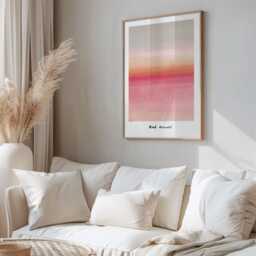 Mood Horizontal Print, Pink Horizon Wall Art, Sunset Gradient Poster, Minimal Abstract Modern Bedroom Blush Decor - thumbnail 2
