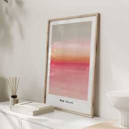 Mood Horizontal Print, Pink Horizon Wall Art, Sunset Gradient Poster, Minimal Abstract Modern Bedroom Blush Decor - thumbnail 3