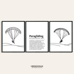 Paragliding Poster Print Set - 3 Prints - Wall Art Gifts Gliding Gift Definition Paraglider Decor Room Watercolour Artwork - thumbnail 2
