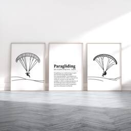 Paragliding Poster Print Set - 3 Prints - Wall Art Gifts Gliding Gift Definition Paraglider Decor Room Watercolour Artwork - thumbnail 1