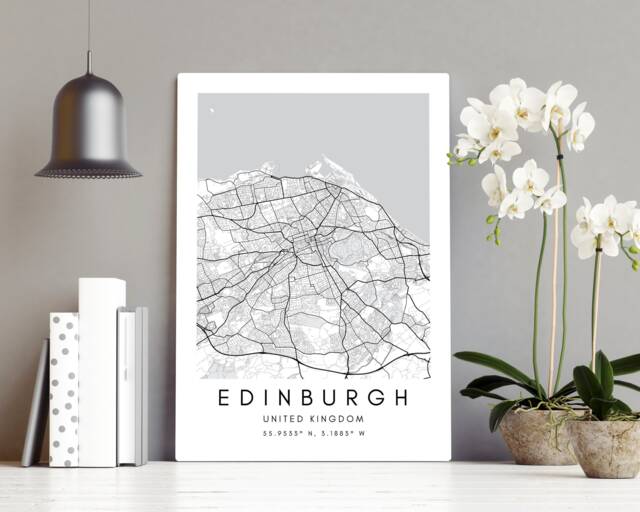 Edinburgh Map Art Print Download - City Poster Street Printable Modern Custom Wall - image 1