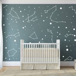 Constellations Vinyl Wall Stickers - Zodiac Star Space Ceiling Art Decals Gold Circle Dot Stars Astrology Set Kids Cool Decorative Sign - thumbnail 3