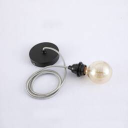 Industrial Modern Pendant Light With Shade Ready Socket & Silver Fabric Cord - Hardwire Fixture For Creative Diy Dining & Kitchen Lighting