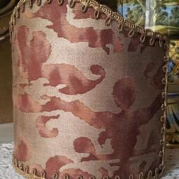 Pair Of Wall Sconce Clip-On Shield Shades Fortuny Fabric Deep Burgundy & Gold Sevigne Pattern Mini Lampshade - Handmade in Italy - thumbnail 4