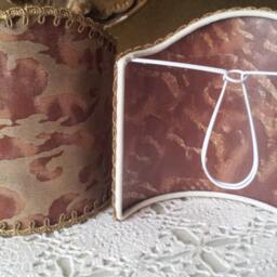 Pair Of Wall Sconce Clip-On Shield Shades Fortuny Fabric Deep Burgundy & Gold Sevigne Pattern Mini Lampshade - Handmade in Italy - thumbnail 2