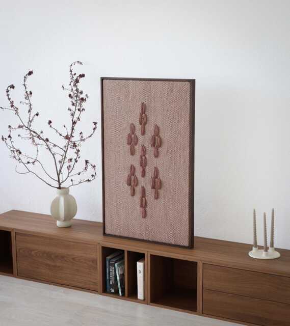 Large Framed Wool Tapestry - Japandi Boho Wabi Sabi Wall Art Handwoven Decoration Handmade Viii Bronze - image 1