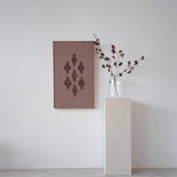 Large Framed Wool Tapestry - Japandi Boho Wabi Sabi Wall Art Handwoven Decoration Handmade Viii Bronze - thumbnail 2