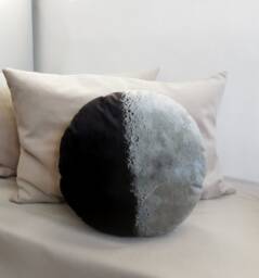 Full Moon Pillow Velvet Round Cushion, Boho Decor - 14.6 - thumbnail 1