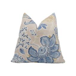 Sanderson - Shalimar China Blue/Linen Cushion Cover Throw Pillow Designer Home Decor - thumbnail 1