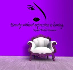 Girl Wall Decals Quote Beauty Without Expression Is Boring Salon Woman Face Vinyl Decal Sticker Art Mural Living Room Decor M601 - thumbnail 1