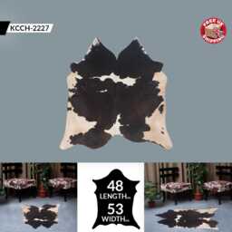 Elegant Medium Cowhide Rug - Dark Brown & White Hair-On Leather For Contemporary Charm - thumbnail 2