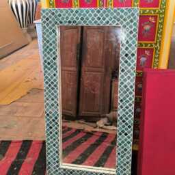Bone Inlay Moroccan Pattern Green Mirror Frame With Complimentary - thumbnail 4