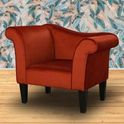 Handmade Orange Velvet Chaise Chair - Bedroom Accent Designer British Bespoke Made - thumbnail 3