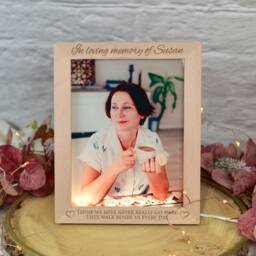 Personalised Condolence Memorial Photo Light Up Led Wooden Picture Frame