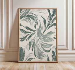 Abstract Green Swirl Poster, Modern Botanical Wall Art Print, Minimalist Nature Inspired Home Decor, Contemporary Leaf Pattern Artwork - thumbnail 1