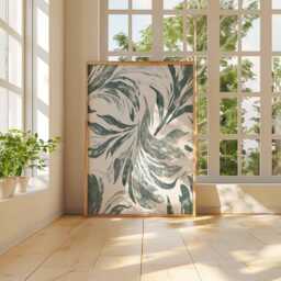 Abstract Green Swirl Poster, Modern Botanical Wall Art Print, Minimalist Nature Inspired Home Decor, Contemporary Leaf Pattern Artwork - thumbnail 3