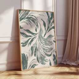 Abstract Green Swirl Poster, Modern Botanical Wall Art Print, Minimalist Nature Inspired Home Decor, Contemporary Leaf Pattern Artwork - thumbnail 2