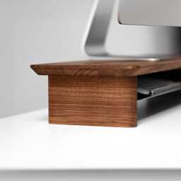 Walnut Monitor Stand - Wood Riser, Desk Shelf Organizer, Ergonomic Accessories - thumbnail 3