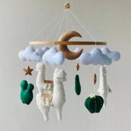 Llama Mobile, Crib Felt Nursery Alpaca Baby Mobile Boy, Boho Nursery, Girl, Shower Gift, New Born Present - thumbnail 3