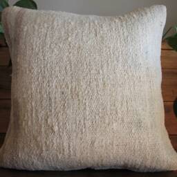 40cm - 16Inch Vintage Kilim Cushion Cover Handwoven - Soft Weave Plain Hemp Wool Linen - thumbnail 2