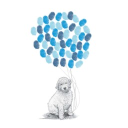 Dog Print - Goldendoodle Baby Shower Thumbprint Guestbook Nursery Art Fingerprint Balloons Labradoodle Gift - thumbnail 3