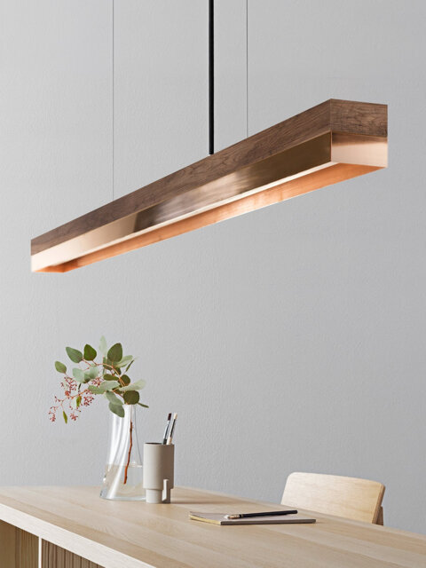 Pendant Lamp - Walnut & Copper Dining Room Gantlights Led - image 1