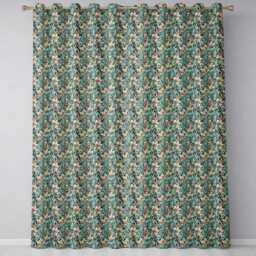 Soft Teal Pink Floral Vine Classic Seamless Pattern Readymade Eyelet Ring Top Thermal 100% Blackout Curtains - thumbnail 2