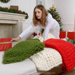 Final Sale Ready To Ship Chunky Knit Blanket Throw Merino Wool Super Yarn - thumbnail 2