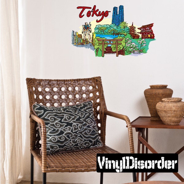 Famous City Tokyo Wall Decal - Fabric Vinyl Removable & Reusable Famouscityuscolor054Et