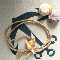 Natural Cone Shell Curtain Tiebacks Hemp Rope, Nautical Decor - thumbnail 4