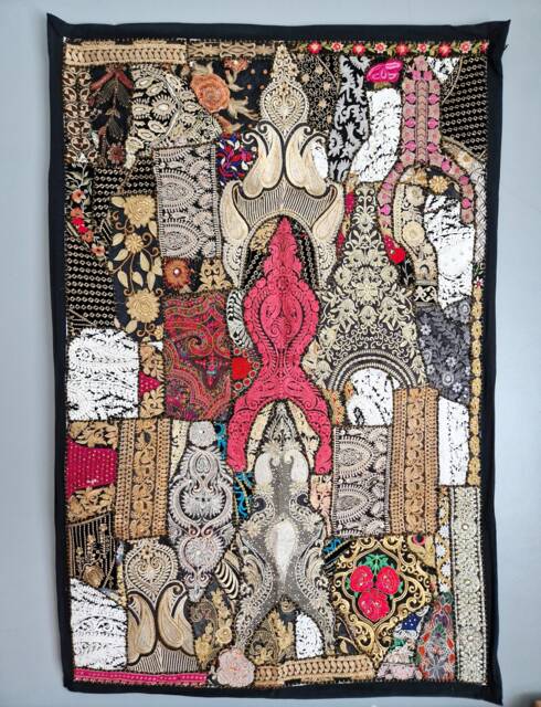 Vintage Indian Wall Hanging Embroidered Patchwork Tapestry - 100x150cm - image 1