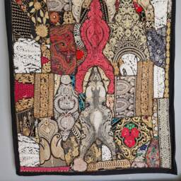 Vintage Indian Wall Hanging Embroidered Patchwork Tapestry - 100x150cm - thumbnail 2