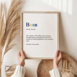 Boss Definition Print - Funny Office Wall Art - Appreciation Gift Work Desk Decor Corporate Thank You Poster Manager Idea - thumbnail 1