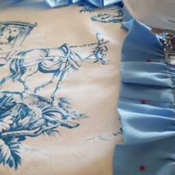 Toile De Jouy Cushion Cover With Ruffle, Blue & White Heritage Cushion, Elegant Gift For Classic Interiors - thumbnail 4