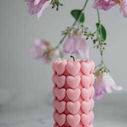 Heart Pillar Candle - Handmade Pastel Romantic Decor & Gift - thumbnail 3