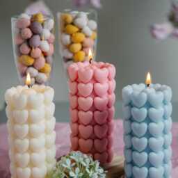 Heart Pillar Candle - Handmade Pastel Romantic Decor & Gift - thumbnail 2