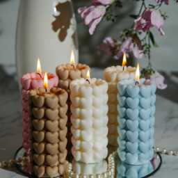 Heart Pillar Candle - Handmade Pastel Romantic Decor & Gift - thumbnail 4