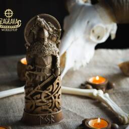 Handmade Ash Wood Tyr Statue Norse Pagan God Sculpture - thumbnail 4