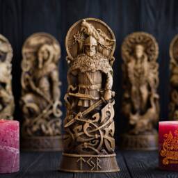 Handmade Ash Wood Tyr Statue Norse Pagan God Sculpture - thumbnail 2